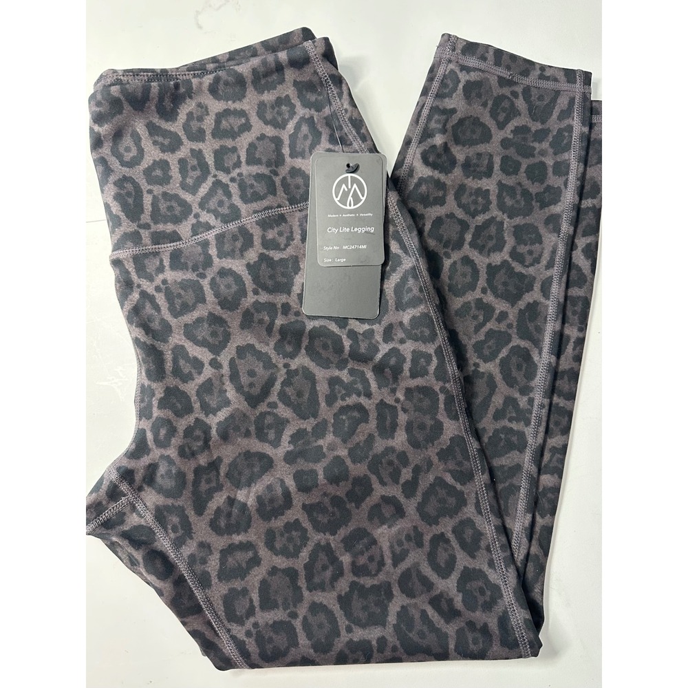 Move Theology City Lite Leggings Large Charcoal Leopard Print MC24714MI HighRise